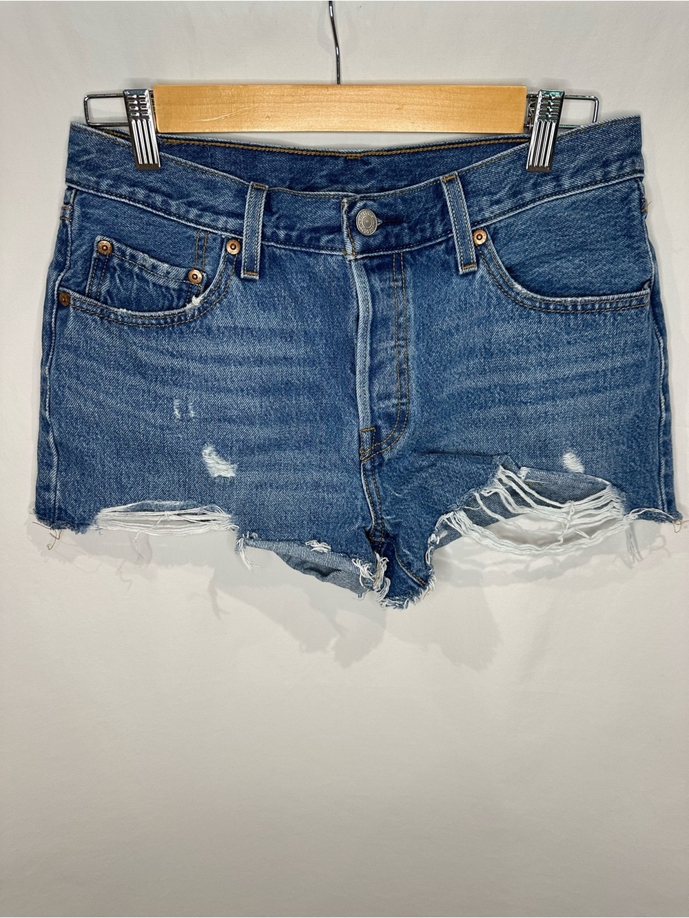 Levi's Blue Distressed Denim Cutoff Shorts